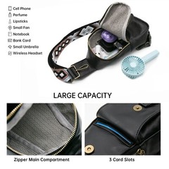 Long Keeper Sling Chest Bag for Women PU Leather Satchel Daypack Traveling Cr…