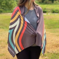 SHAKEitCOOL Large Cooling Shawl – Instant Heat Relief for Shawl, Retro Wave