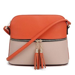Lunar Lightweight Medium Dome Crossbody Bag Shoulder Bag with Orange / Clay