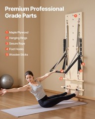 VEVOR Wall Mounted Pilates Reformer Machine Pilates Springboard Maple Wood Gym