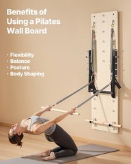 VEVOR Wall Mounted Pilates Reformer Machine Pilates Springboard Maple Wood Gym