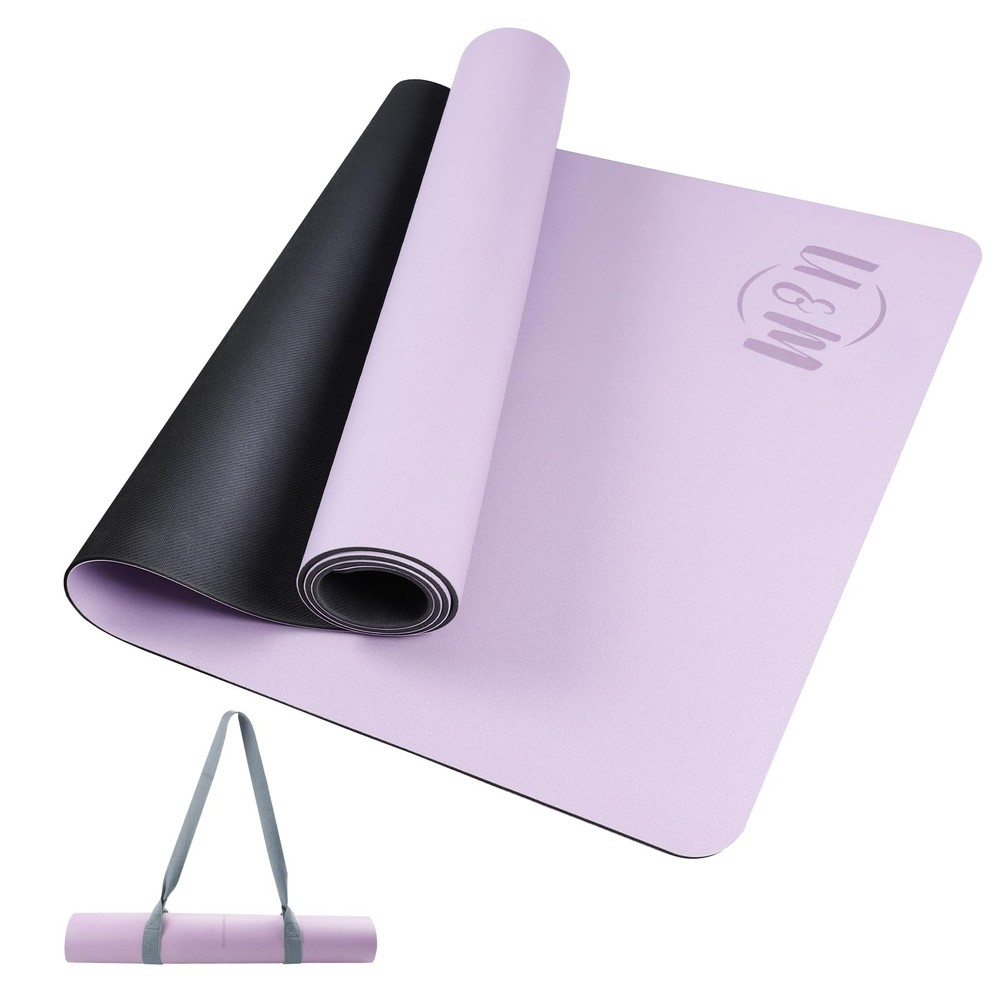 Professional Non Slip PU Yoga Mat with Carrying Strap & Alignment Line, 72″x2…