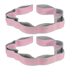 35.4 Inch 2 Pcs Exercise Bands Yoga Stretching Strap Latin Elastic Gray/Pink