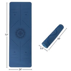 Blue Yoga Mat with Alignment Guide Lightweight TPE Travel-Friendly Yoga Mat