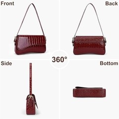 Shoulder Bag for women Y2K Crossbody Vegan Leather Purse Straps B-crocodile Red