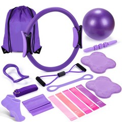 14″ Pilates Ring Circle Fitness Set of 17 Equipment Accessories Workouts Incl…