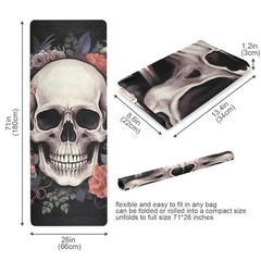 Skull Yoga Mat for Women Men 71″ x 26″ Non Slip Exercise & Fitness Mat 1mm Th…
