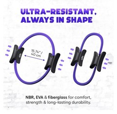 Pilates Ring and Ball Set, at Home Pilates Kit with 14″ Exercise Ring, Purple