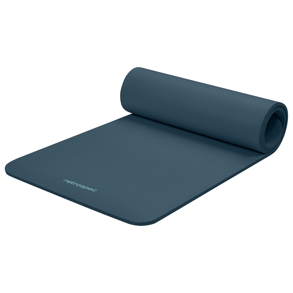 Retrospec Solana Yoga Mat 1/2″ Thick w/Nylon 1/2 inch, Ocean Blue