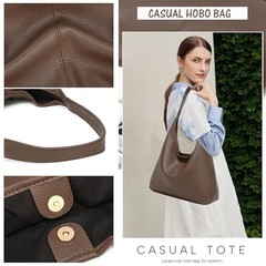 Casual Hobo Bag for Women Soft Shoulder Bags Slouchy Pu Leather Tote Coffee