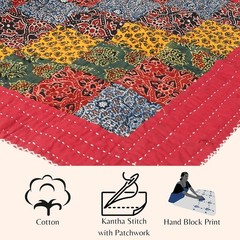 Yoga Meditation Mat Handmade Cotton Kantha Patchwork Foldable Gym Travel Bag