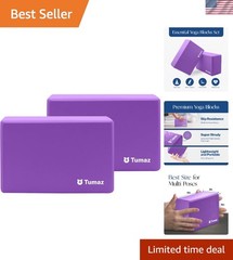 Yoga Blocks 2-Pack – Non-Slip, Lightweight EVA Foam with Cork Top Finish