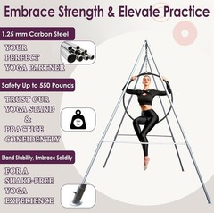 Yoga Stand-Free Standing Portable Aerial Rig Yoga swing Bar Steel-Up to 550 lbs