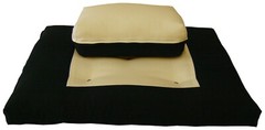 Zafu Zabuton Meditation Yoga Posture Exercise Cushions, Sit Kneel Tan/Black