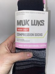 2 Pair Muk Luks Wide Calf Nylon Knee-High Compression Socks 6-10