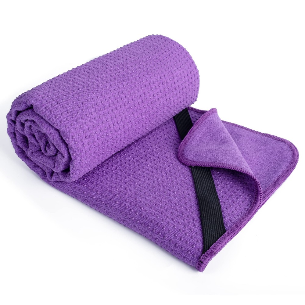 Yoga Towel Microfiber with Non-Slip Silicone Backing and Elasti…