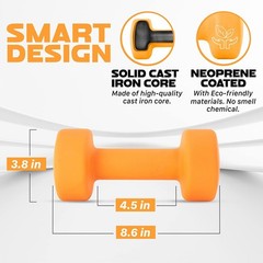Neoprene Coated Dumbbell Hand Weight Sets of 2 Multiple Weight Options W/ 15