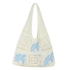 Crochet Tote Bag for Women, Aesthetic Crochet Mesh Beach Tote Lb-sea Turtle