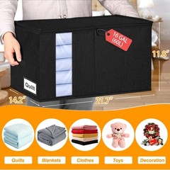 60L Comforter Storage Bag, Sturdy Construction Blanket Storage Bin w/Durable …