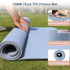 Yoga Mat Thick XXL 200×100cm TPE 10mm Thick Sports Mat Non Slip Comfortable for …