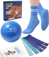 Pilates Ball Resistance Bands Grip Socks Barre Sets, Loop Exercise Bands 5