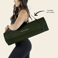 Retrospec Solana Yoga Mat 1/2″ Thick W/Nylon Strap for Men & Women – Non Slip Ex