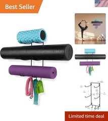 Art Deco Yoga Mat Storage Rack – 3 Hook Wall Mount Organizer, 5-Sectional Design