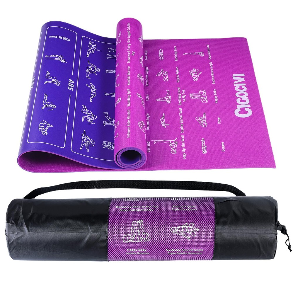 Instructional Travel Yoga Mat with 75 Asanas Poses Exercises – Christmas Gif…