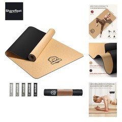Yoga Mat Cork XXL – Extra Large Yoga Mat Non Slip 183x116cm / 183x92cm -…