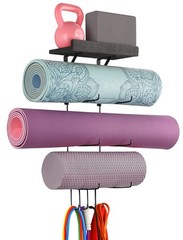 Yoga Mat Holder Accessories Wall Mount Organizer Storage Decor Foam Roller an…