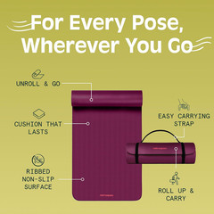Retrospec Solana Yoga Mat 1″ Thick W/Nylon Strap for Men & Women – Non Slip Exer