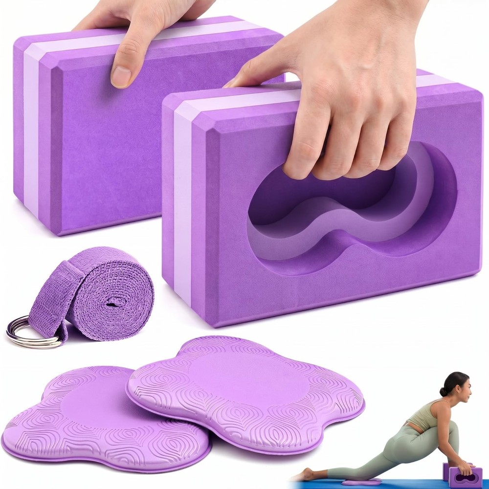 Yoga Blocks 2 Pack for Wrist Relief Yoga Blocks Wrist Support Set with Knee P…