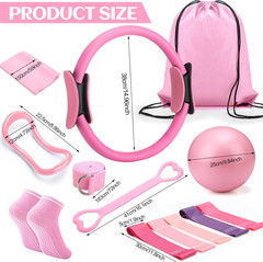 Pilates Ring Circle Set 18 Pcs Exercise Equipment Accessories for Women Workouts