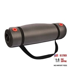 1/2 Inch Non-Slip Exercise Mat with Carry Strap for Men & Women 56-Inch Black