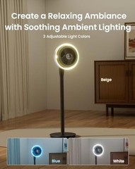 Standing Fan for Bedroom, (60°/90°/120°) Oscillating Fan with Light, Digital