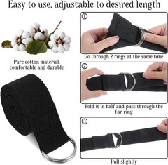12 Pack Yoga Straps for Stretching, 6 Ft Black Exercise Bands with Adjustable D