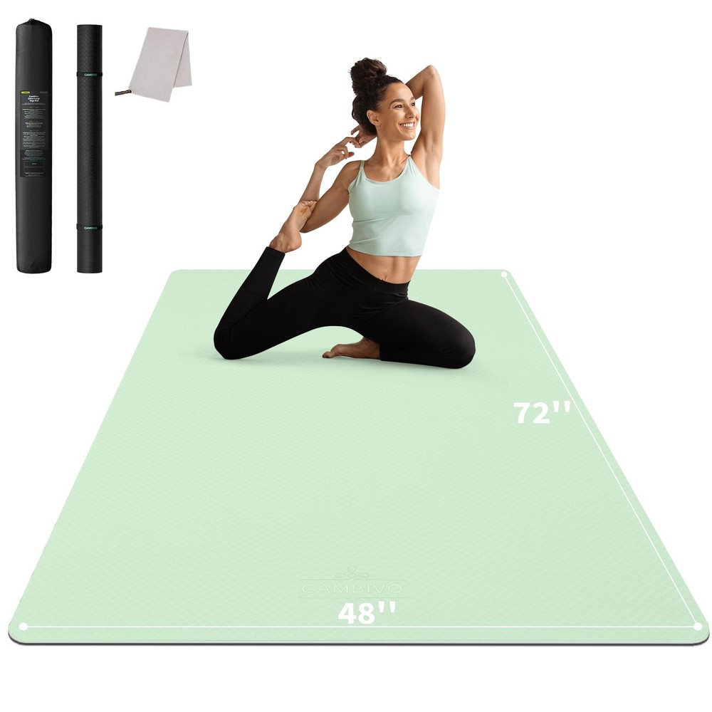Large Yoga Mat (6’x 4′), Extra Wide Workout Mat for Men and , 1/3 &1/4 Thick …