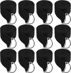 12 Pack Yoga Straps for Stretching, 6 Ft Black Exercise Bands with Adjustable D