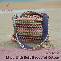 Large Boho Beach Tote Bag Handwoven Turkish Cotton Multicolor Summer Shoulder