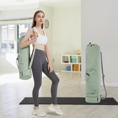 Yoga Mat Bag with Water Bottle Pocket and Bottom Wet Pocket, Exercise Yoga Ma…