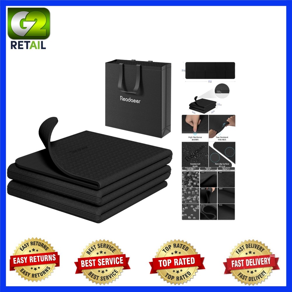 Luxurious Foldable Yoga Mat for Travel – Non-Slip TPE, 72″ L x 24″ W