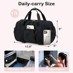 Small Gym Bag for Women, Mini Duffle Bag with Yoga Mat Holder Mini-14″ Black
