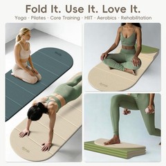 Foldable Yoga Mat 10mm Extra Thick, 75″x26″ Large, SGS-Certified Non-Slip TPE…