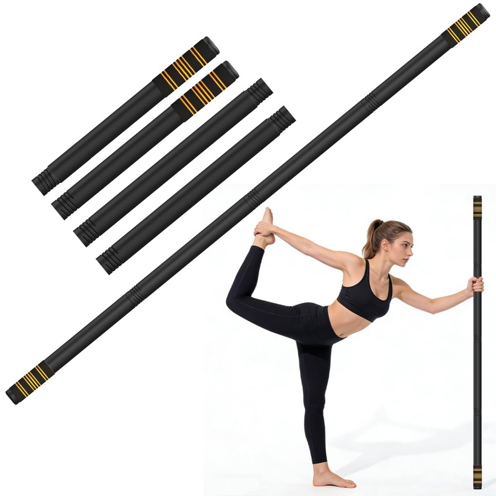 Queension 5ft Adjustable Yoga Stick Made of Sturdy Alloy Steel, Black