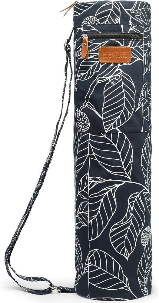 Canvas Yoga Mat Bag with Adjustable Strap & Pockets, Full-Zip Travel Gym Tote fo