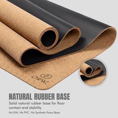 Hot Yoga Mat – Natural Cork Surface, NonSlip Grip for Sweat, Natural Rubber B…