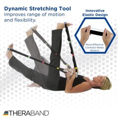 THERABAND Stretch Strap with Loops to Increase Flexibility, Portable, Black