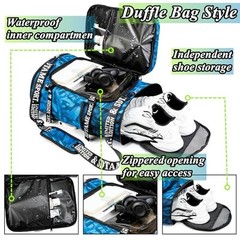 Gym Duffle Bag Backpack with Shoe Compartment,4 ways Travel Backpack for Blue