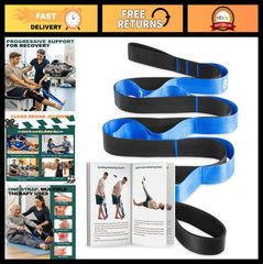 Non-Elastic Stretching Strap with Loops for Rehab, Yoga, Mobility Aid, Leg Lifte