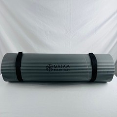 Gaiam Essentials Thick Yoga Mat w/ Easy-Cinch Carry Strap Gray Exercise Fitness